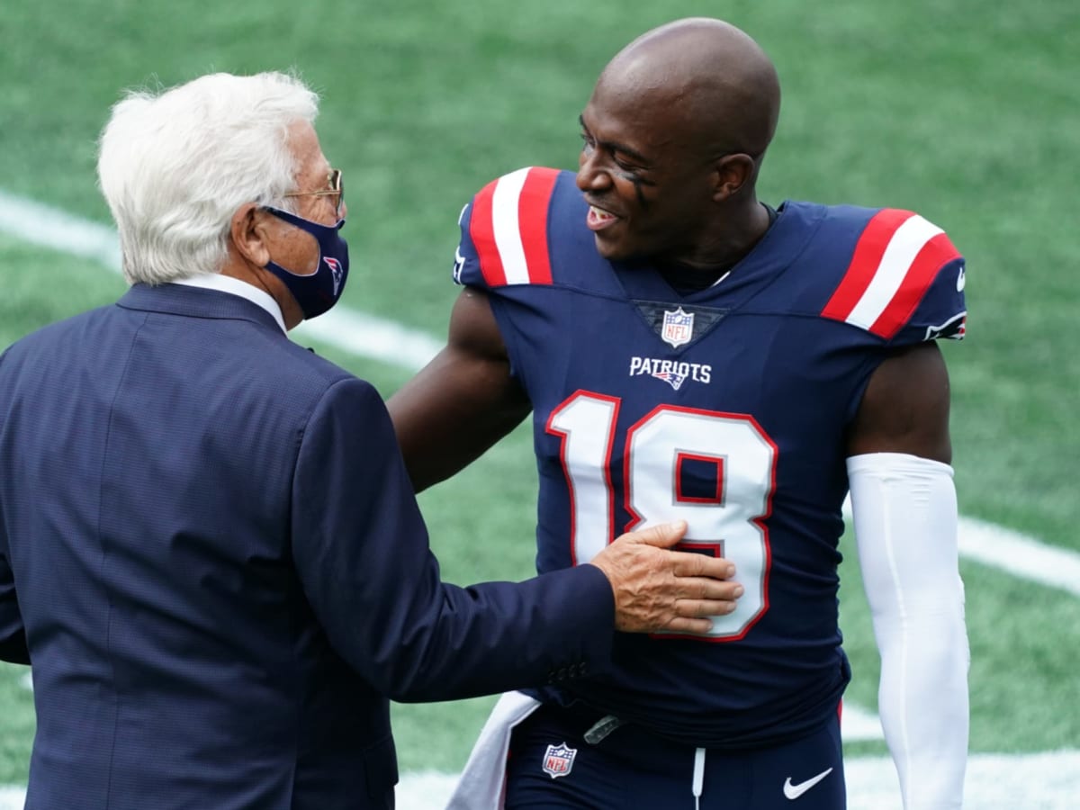 New England Patriots' Matthew Slater after an NFL football game against the  Detroit Lions at Gillette Stadium, Sunday, Oct. 9, 2022 in Foxborough,  Mass. (Winslow Townson/AP Images for Panini Stock Photo - Alamy