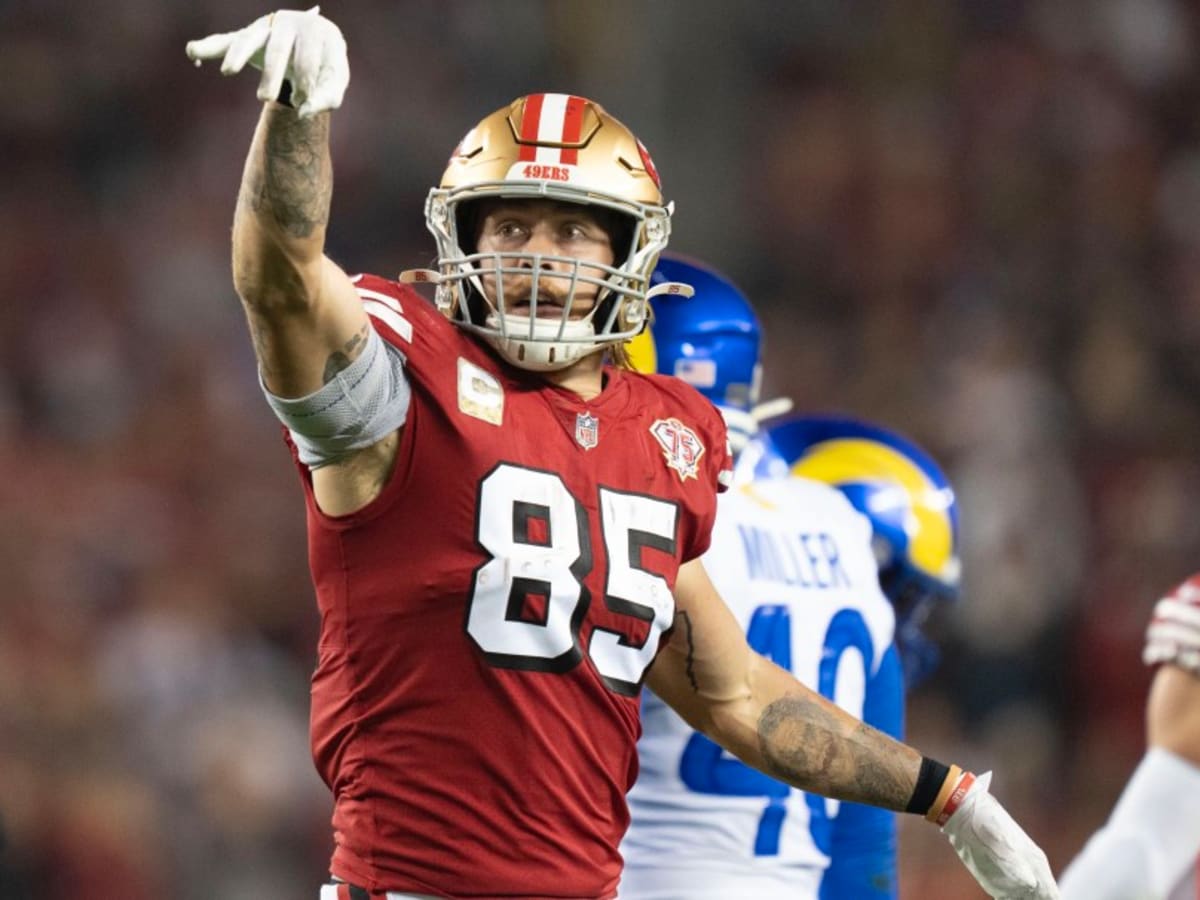 October 21, 2018: San Francisco 49ers tight end George Kittle (85) in  action during the NFL football game between the Los Angeles Rams and the  San Francisco 49ers at Levi's Stadium in