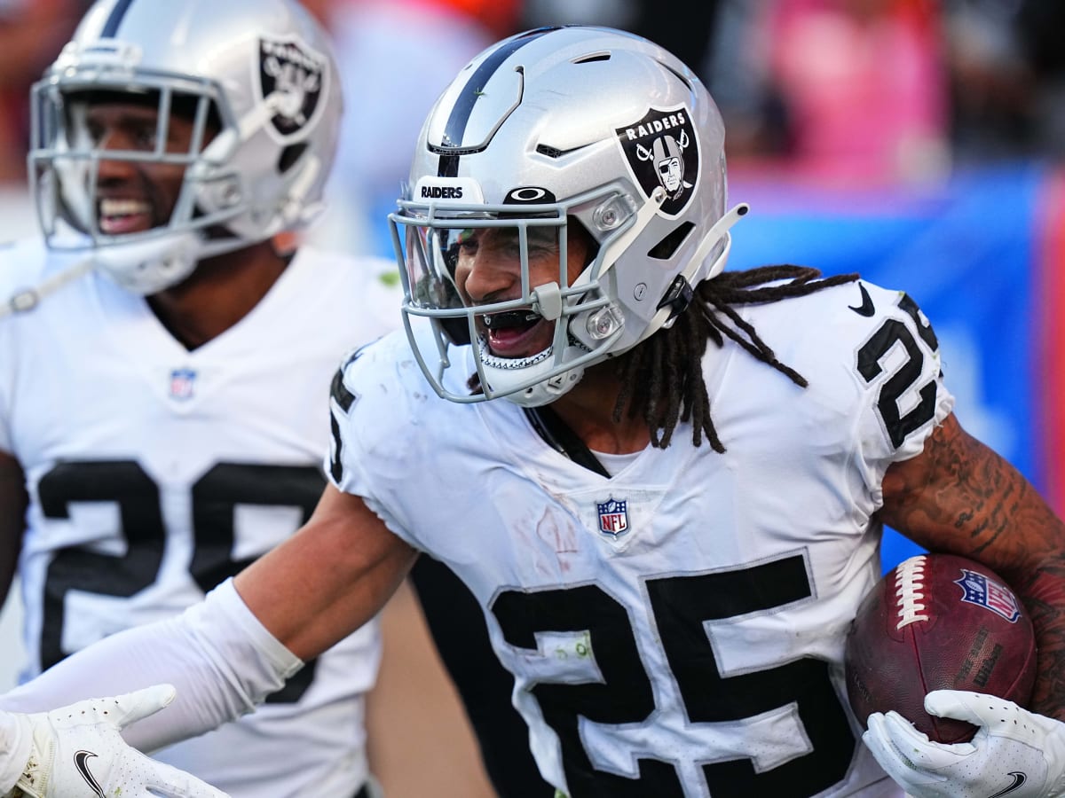 Las Vegas Raiders safety Trevon Moehrig (25) during an NFL football game  against the Baltimore Ravens, Monday, Sept. 13, 2021, in Las Vegas. (AP  Photo/Rick Scuteri Stock Photo - Alamy