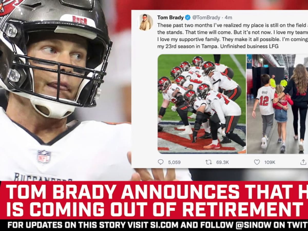 Tom Brady has 'unfinished business,' reverses course on retirement in tweet