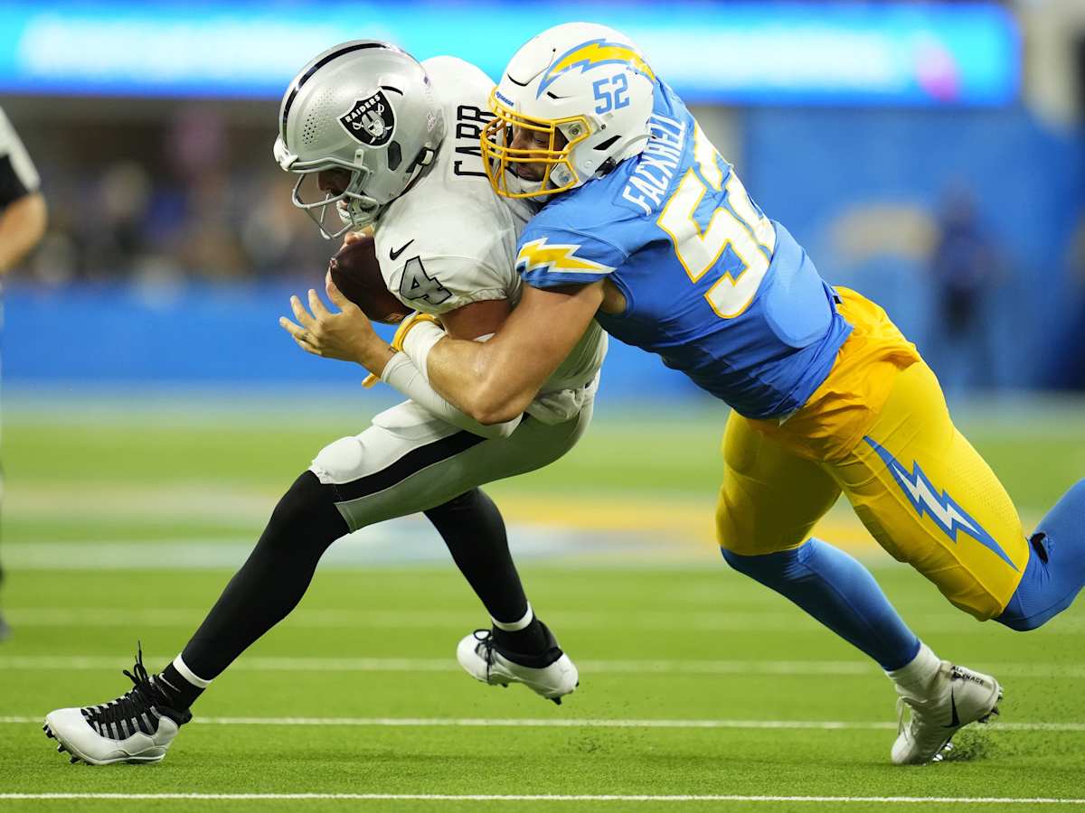 Las Vegas Raiders defensive tackle Bilal Nichols (91) during the first half  of an NFL football game against the Denver Broncos, Sunday, Oct 2, 2022, in  Las Vegas. (AP Photo/Rick Scuteri Stock