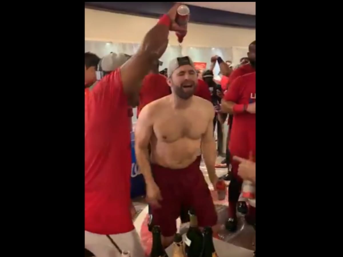 Watch: Beer-soaked Brian Dozier twerks shirtless after Nationals clinch  playoff spot - Bring Me The News