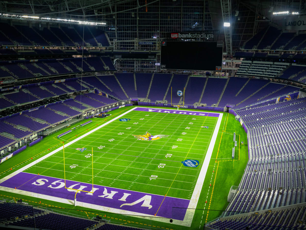 Fans gather at U.S. Bank Stadium in Minneapolis for Vikings season