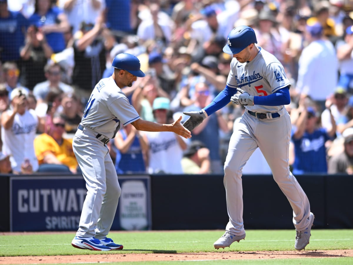 L.A. Dodgers' Freddie Freeman High Fives Dad After First Home Run