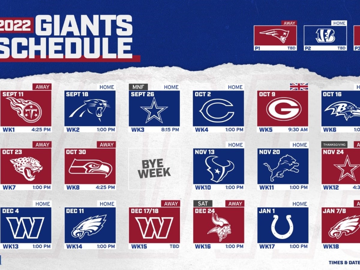 Five quick thoughts about the tentative 2022 Giants schedule - The Athletic