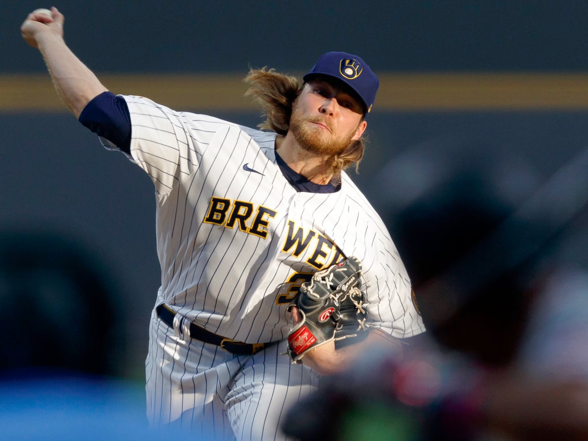 No goggles for Brewers pitcher Corbin Burnes, who had Lasik surgery