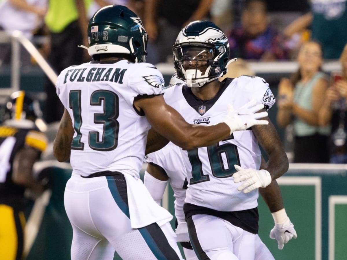 DETROIT, MI - SEPTEMBER 11: Philadelphia Eagles wide receiver Quez Watkins  (16) walks off of the field at the end of the first half during a regular  season NFL football game between