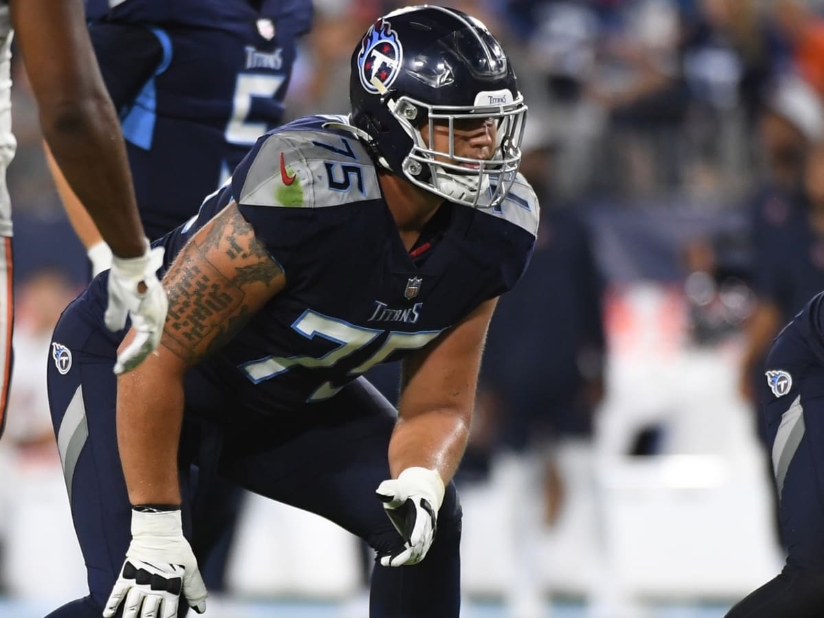 Tennessee Titans offensive tackle Dillon Radunz (75) blocks during