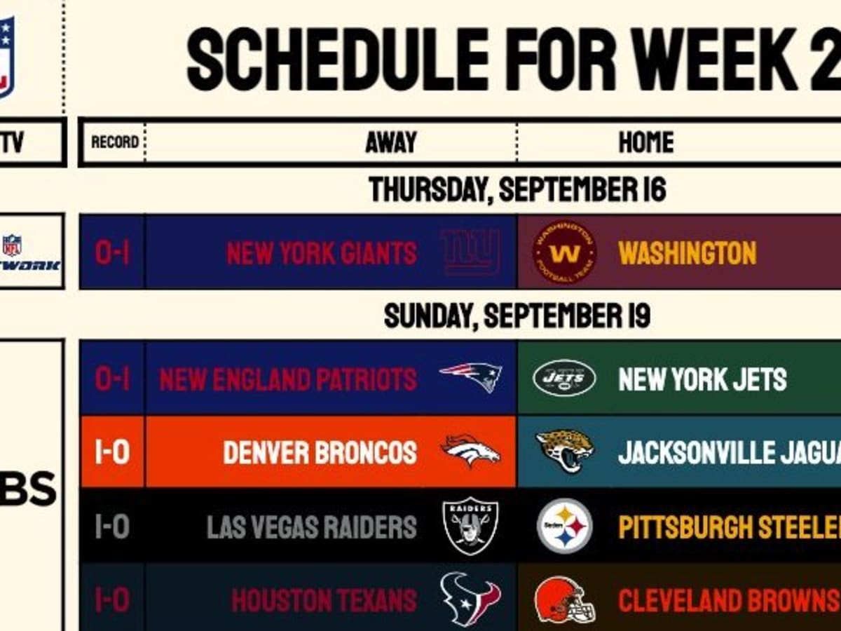 week 2 schedule for the nfl