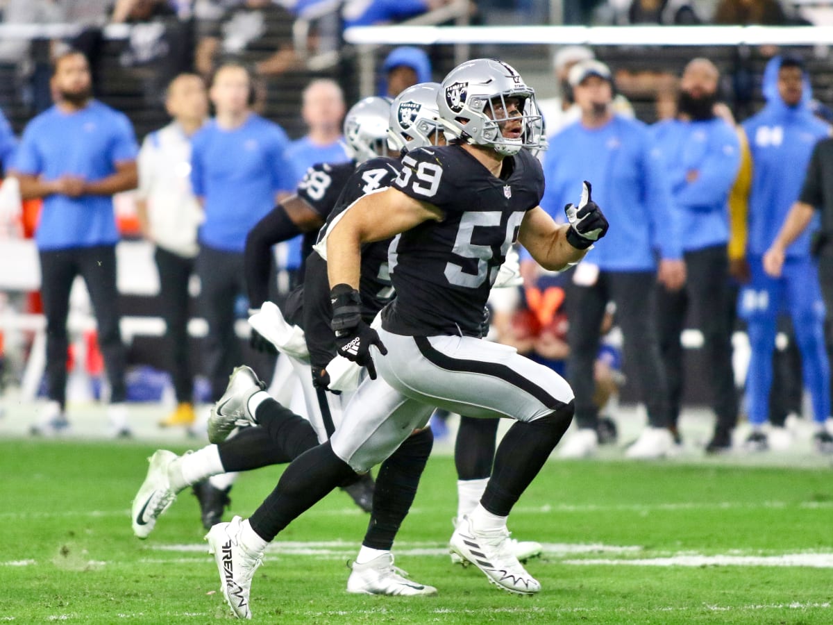 Las Vegas Raiders linebacker Luke Masterson (59) against the Indianapolis  Colts during the first half of an NFL football game, Sunday, Nov 13, 2022,  in Las Vegas. (AP Photo/Rick Scuteri Stock Photo - Alamy