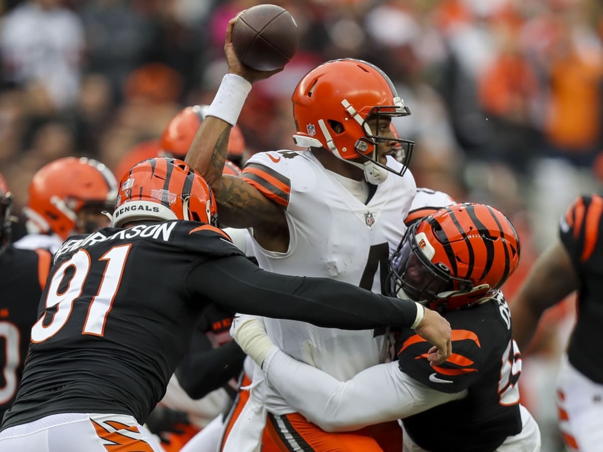 D.J. Reader Cincinnati Bengals Game-Used #98 Black Jersey vs. Cleveland  Browns on November 7 2021