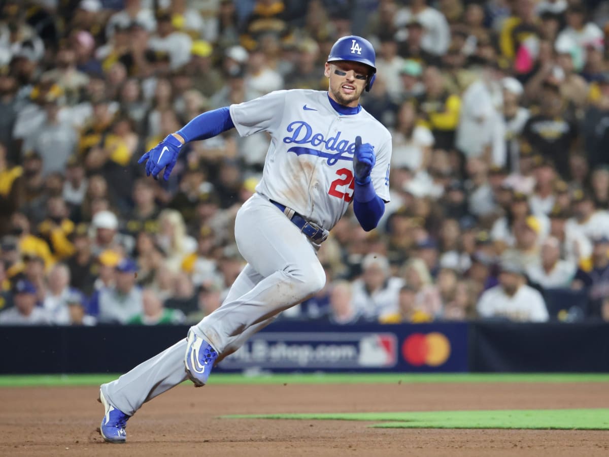 Mookie Betts, Cody Bellinger and Trayce Thompson of the Los Angeles