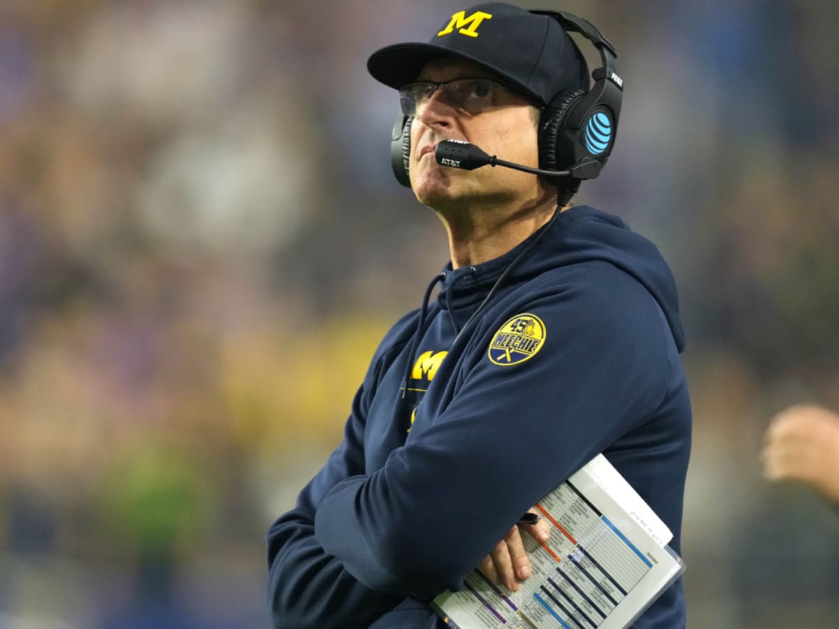 Jim Harbaugh speaks briefly on his future, mentions return to