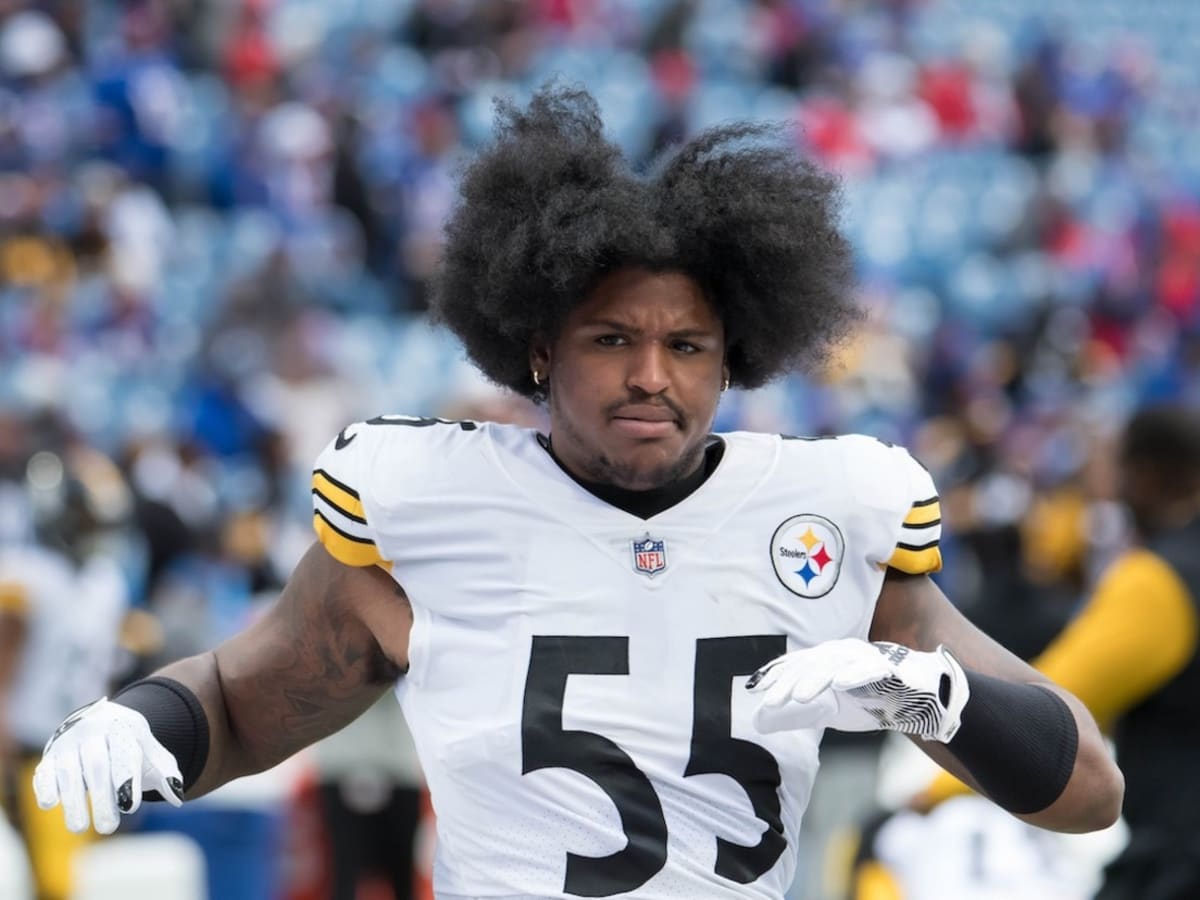 Pittsburgh Steelers linebacker Devin Bush (55) lines up for a play during  an NFL football game against the Cleveland Browns, Thursday, Sept. 22,  2022, in Cleveland. (AP Photo/Kirk Irwin Stock Photo - Alamy