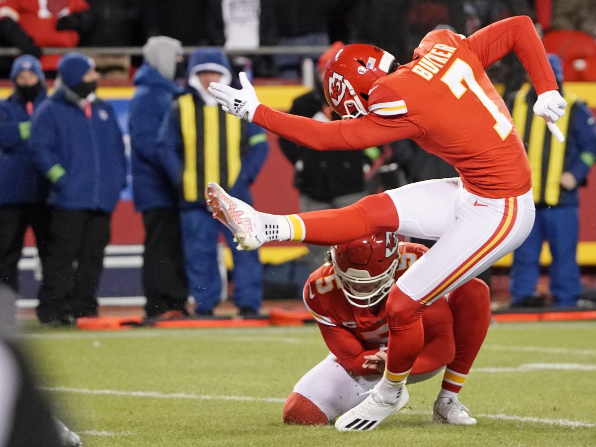 Harrison Butker with Kansas City Chiefs Super Bowl win