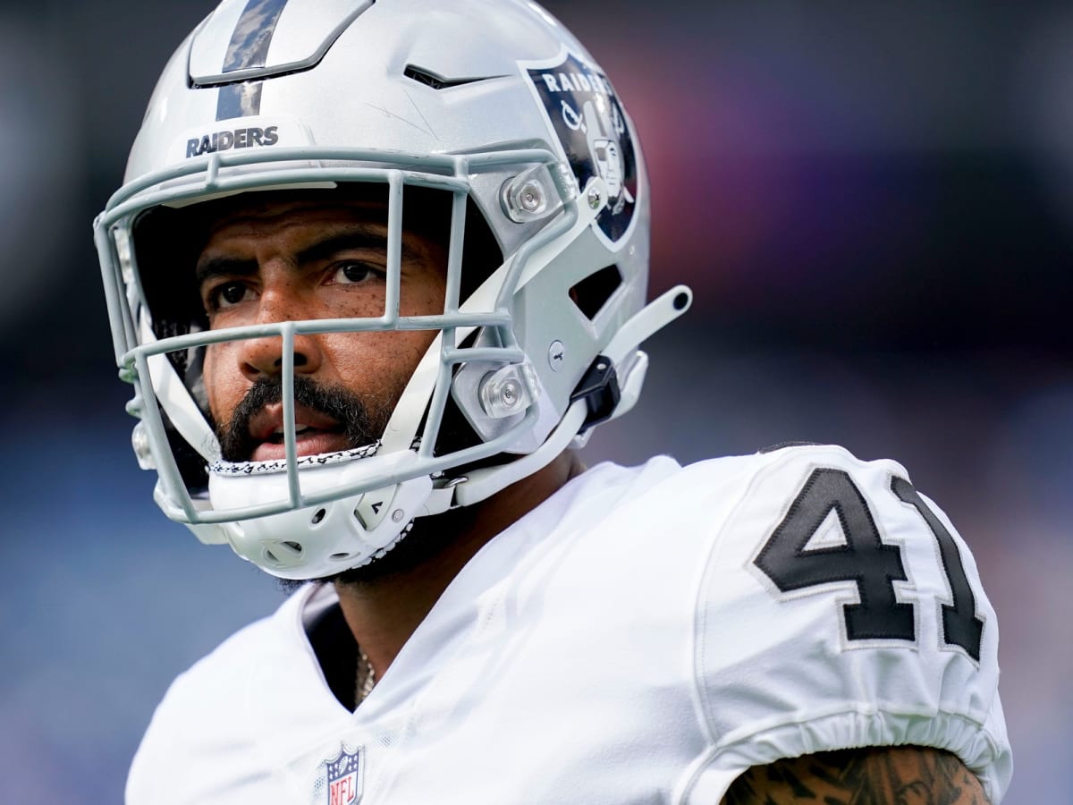 Las Vegas Raiders safety Matthias Farley (41) during an NFL football game  against the New Orleans Saints, Sunday, Oct. 30, 2022, in New Orleans. (AP  Photo/Tyler Kaufman Stock Photo - Alamy