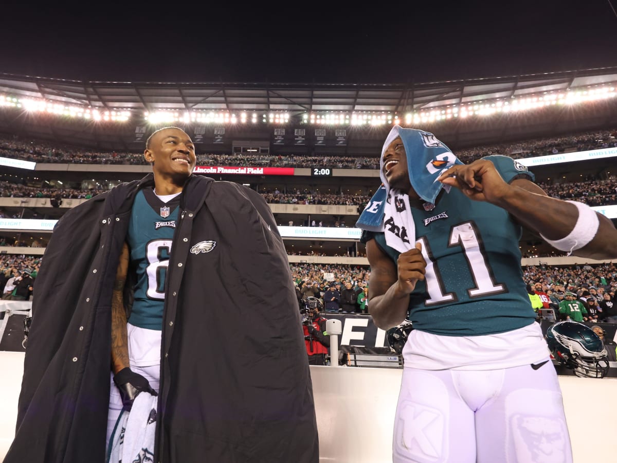 Philadelphia Eagles wide receiver Britain Covey (18) looks on during the  NFL football game against the Jacksonville Jaguars, Sunday, Oct. 2, 2022,  in Philadelphia. (AP Photo/Chris Szagola Stock Photo - Alamy