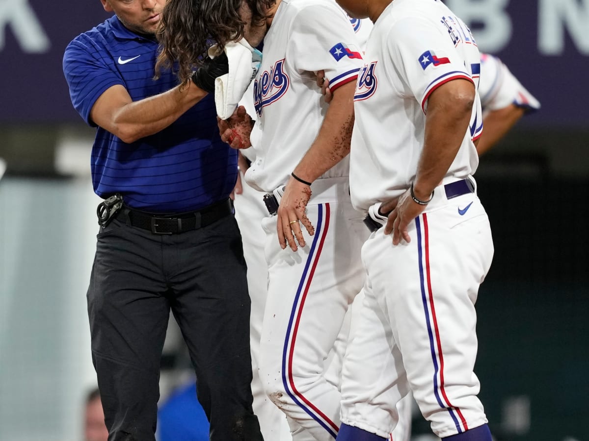 Rangers' Smith goes to hospital after hit in face with pitch - CBS Texas