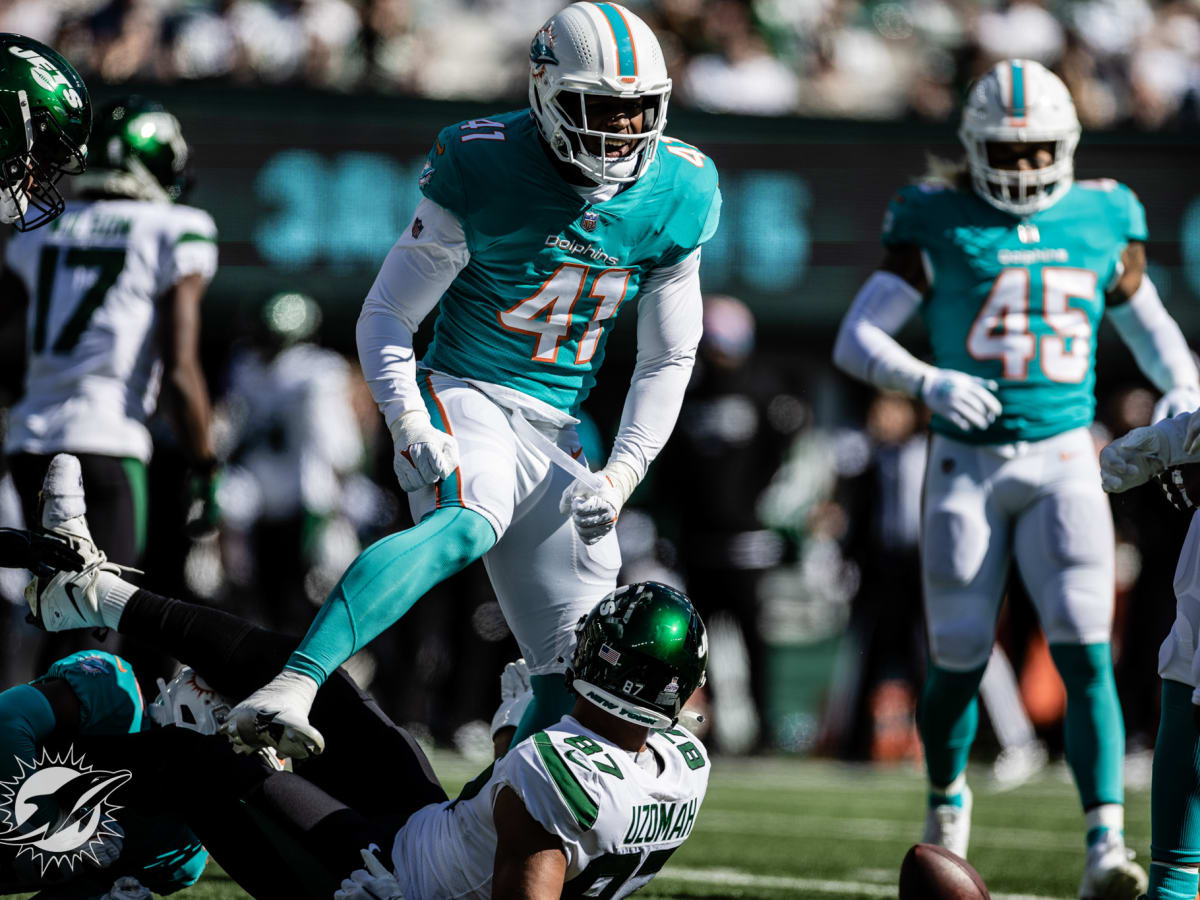 Miami Dolphins linebacker Channing Tindall (41) pursues a play on defense  against the Detroit Lions during an NFL football game, Sunday, Oct. 30,  2022, in Detroit. (AP Photo/Rick Osentoski Stock Photo - Alamy