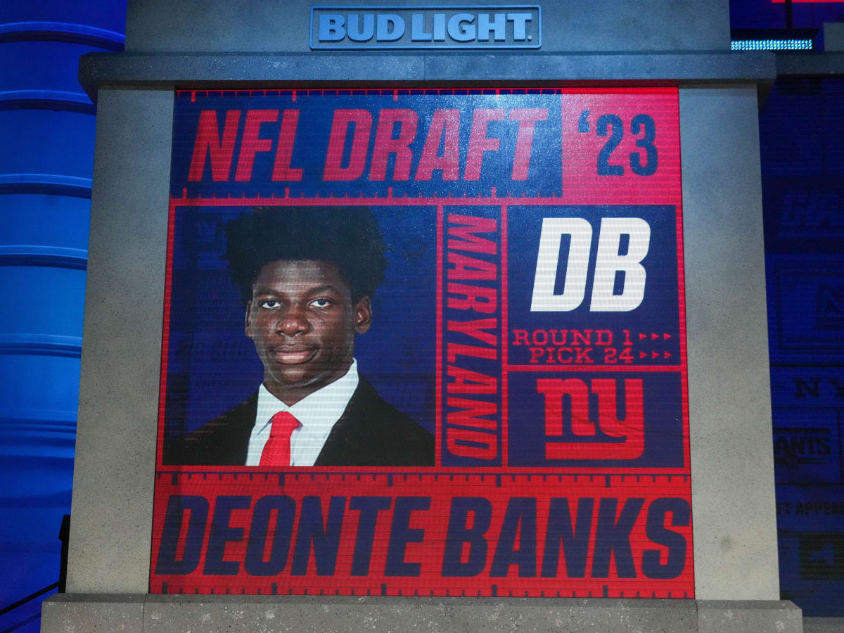 How to buy Deonte Banks N.Y. Giants jersey  Maryland CB was selected by  New York in 1st round of NFL Draft 