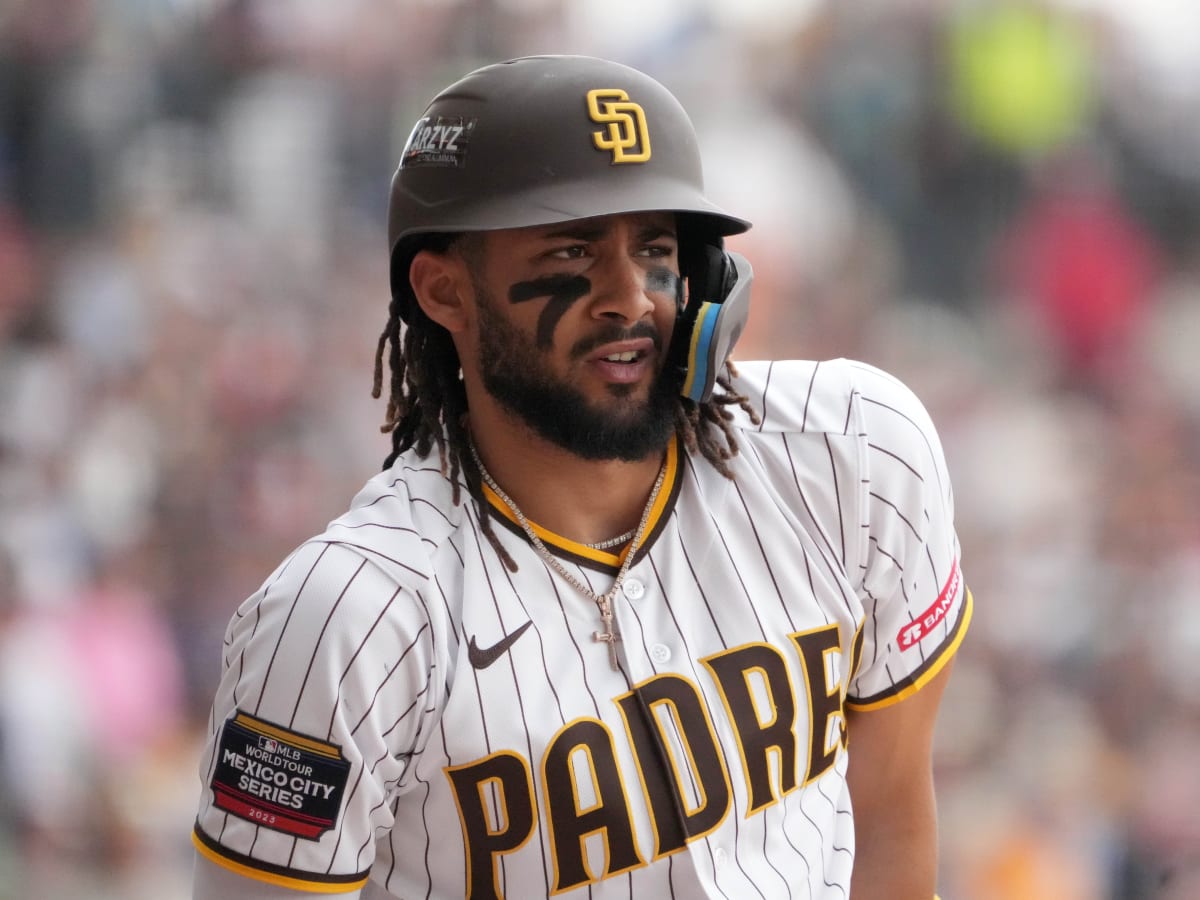 Fernando Tatis Jr. signs for fans after Reds-Padres game at GABP