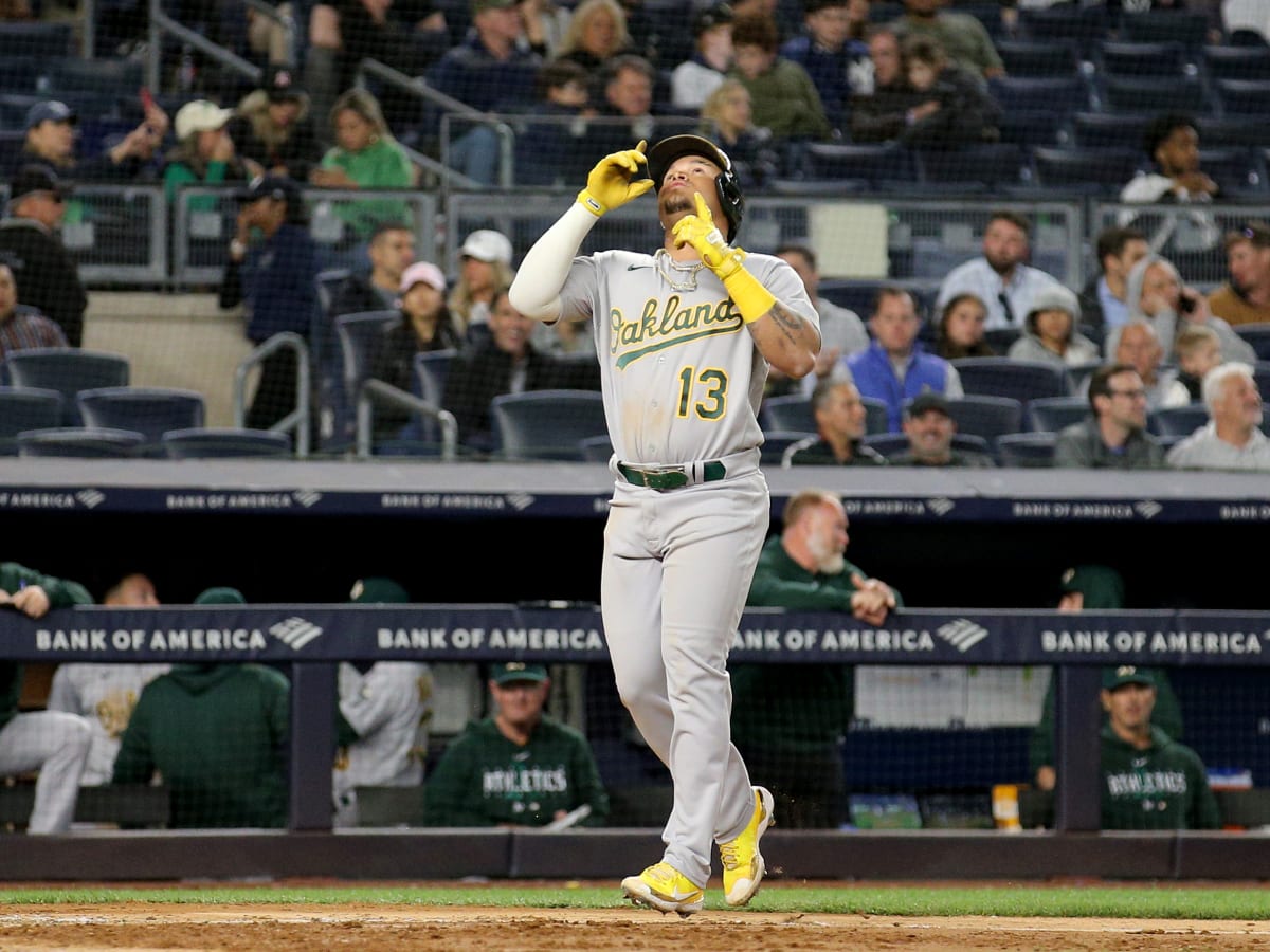 Mark McGwire of the Oakland Athletics bats during an MLB game at