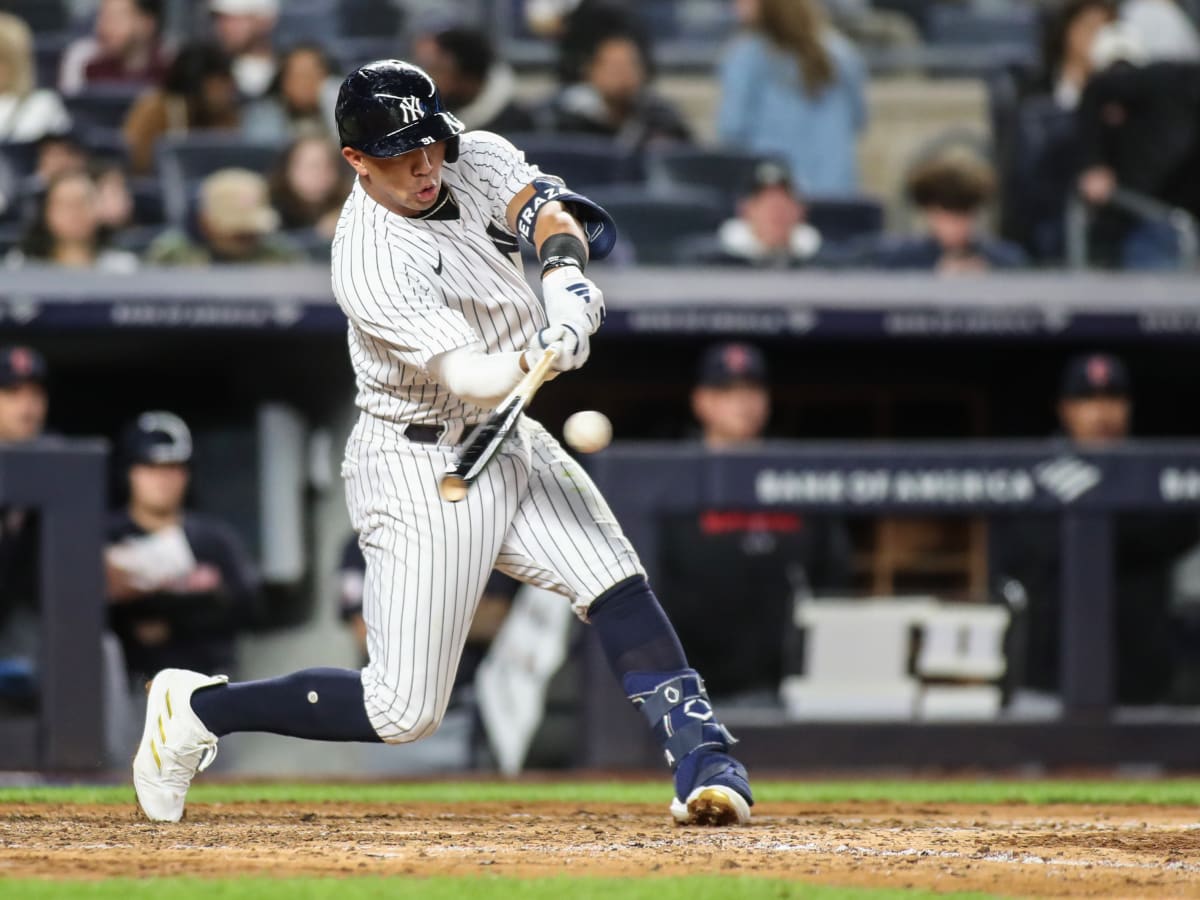 New York Yankees Prospect Oswald Peraza Smacks Three Hits in Yankee Stadium  Debut - Sports Illustrated NY Yankees News, Analysis and More