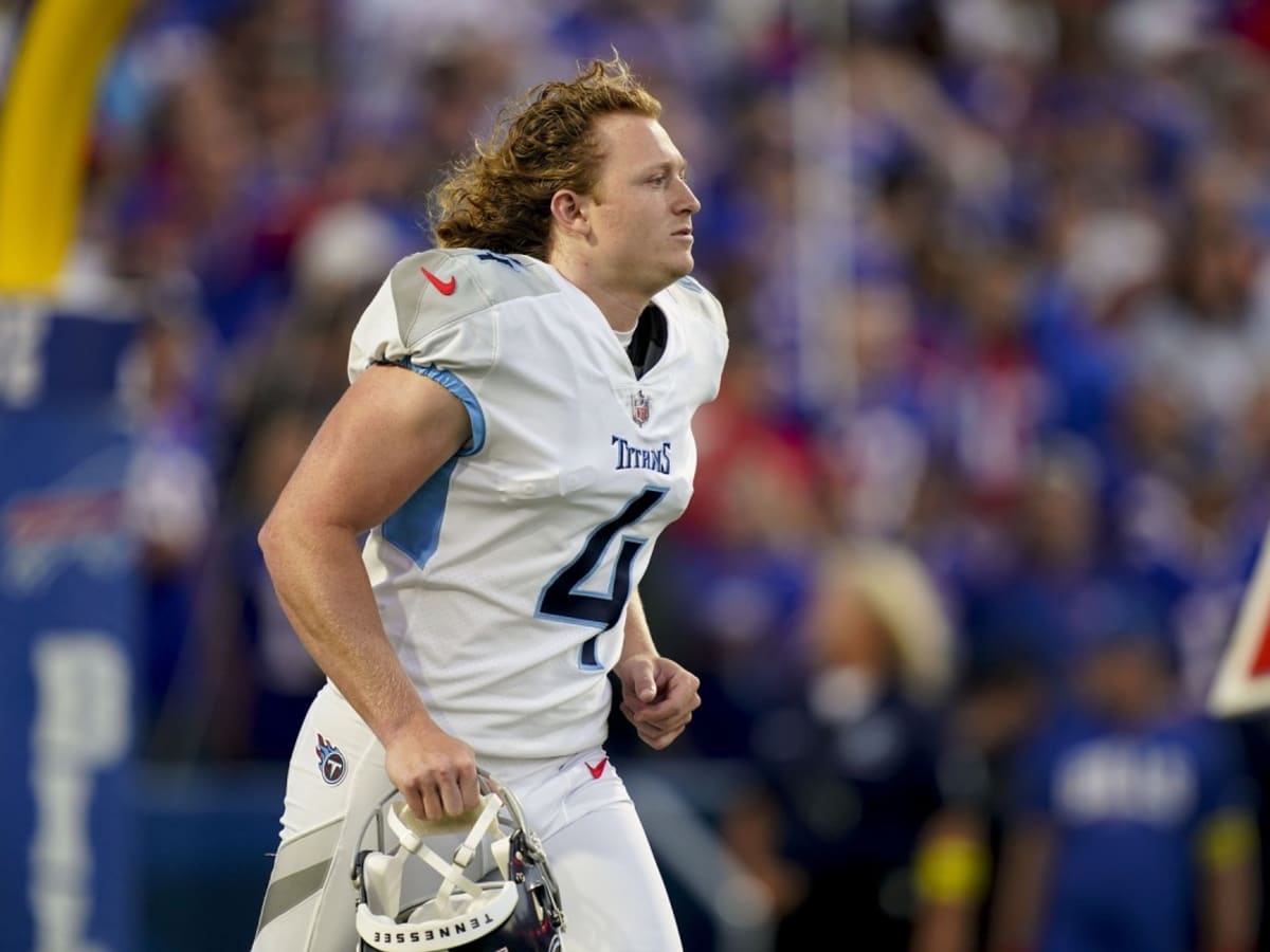 Tennessee Titans punter Ryan Stonehouse booms a 68-yard punt against the  Tampa Bay Buccaneers