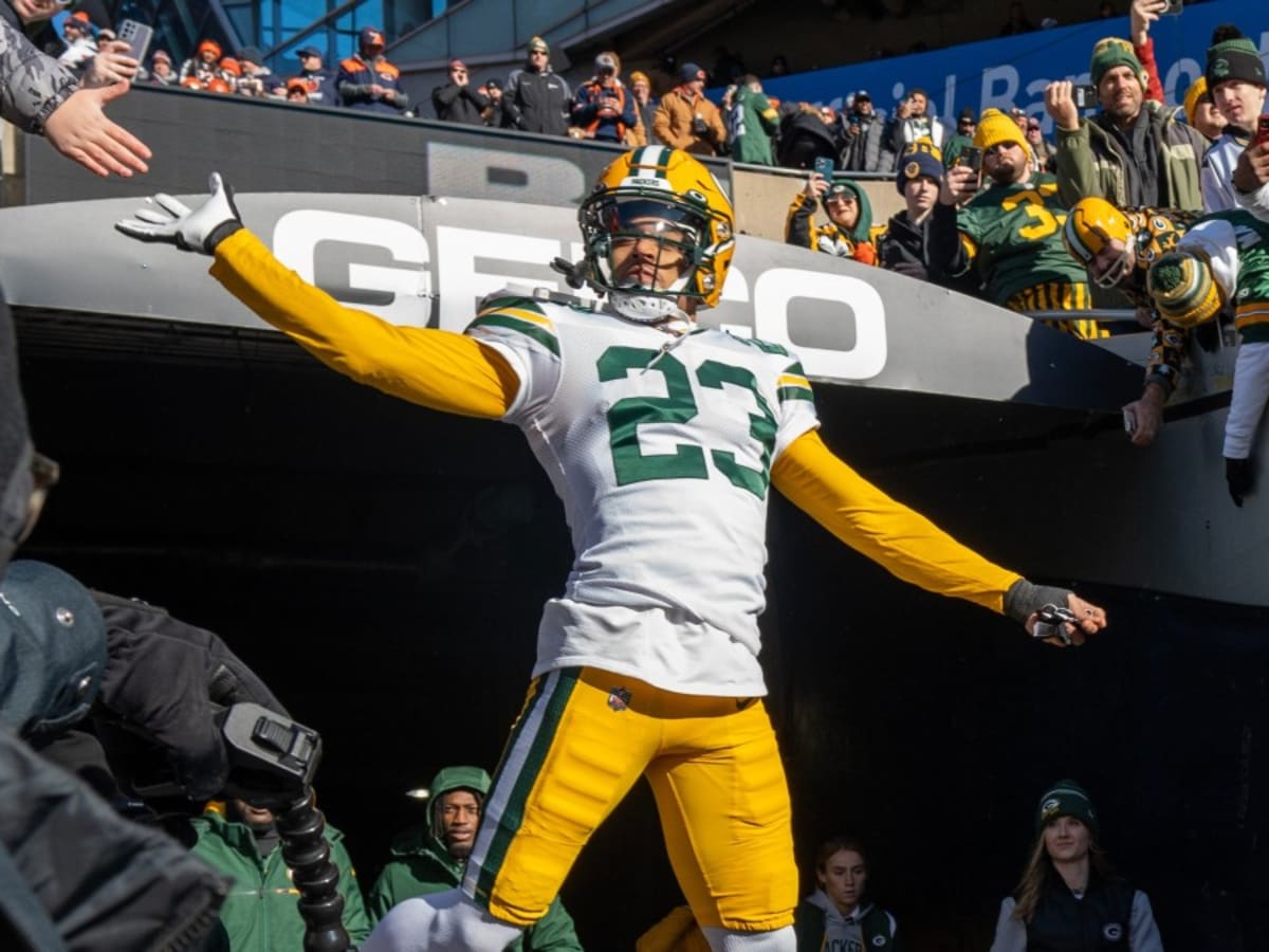 Green Bay Packers cornerback Jaire Alexander (23) walks off the field after  an NFL football game against the Chicago Bears, Sunday, Sept. 10, 2023, in  Chicago. (AP Photo/Kamil Krzaczynski Stock Photo - Alamy