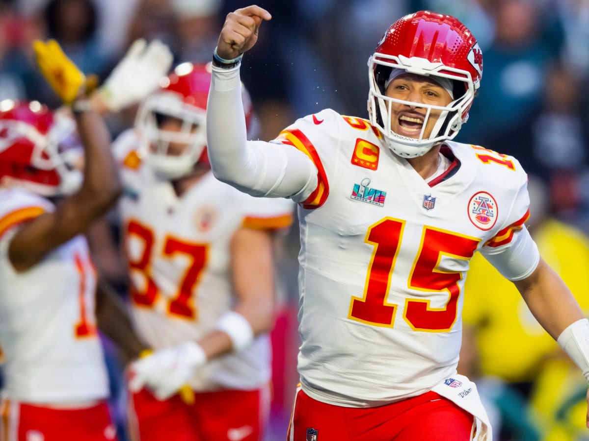 Daughter of Kansas City Chiefs quarterback Patrick Mahomes reacts