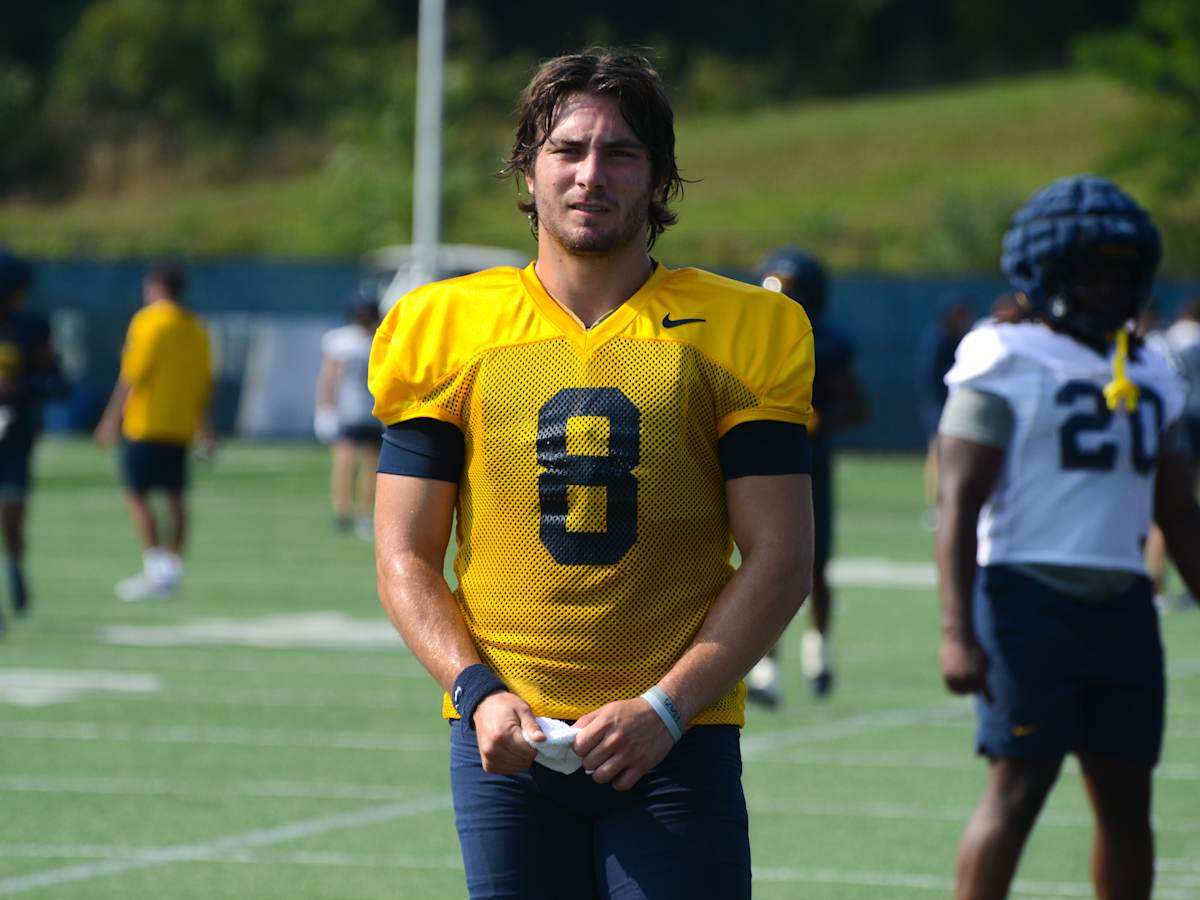 WVU Football Nicco Marchiol Front, West Virginia University Sports