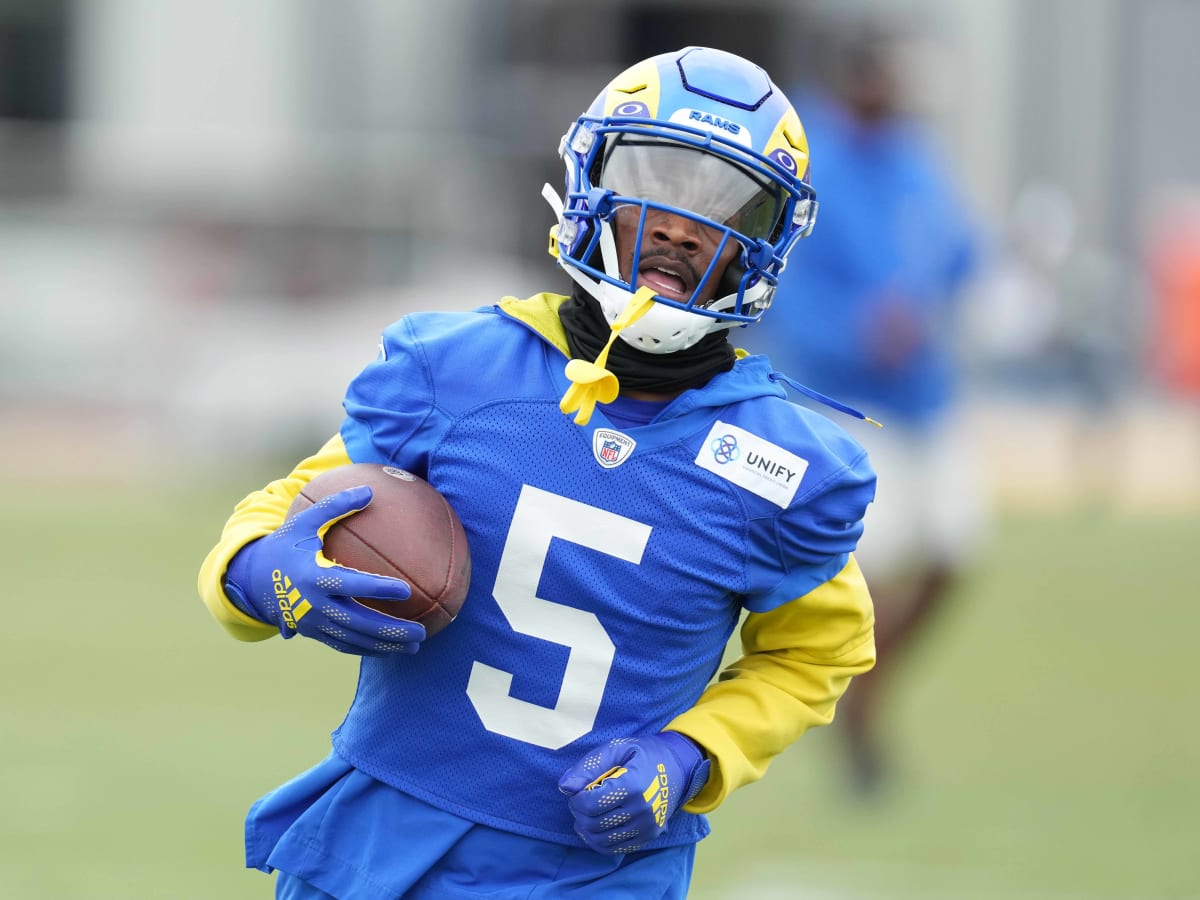 Los Angeles Rams quarterback Matthew Stafford connects with wide receiver  Tutu Atwell downfield for a 31-yard touchdown