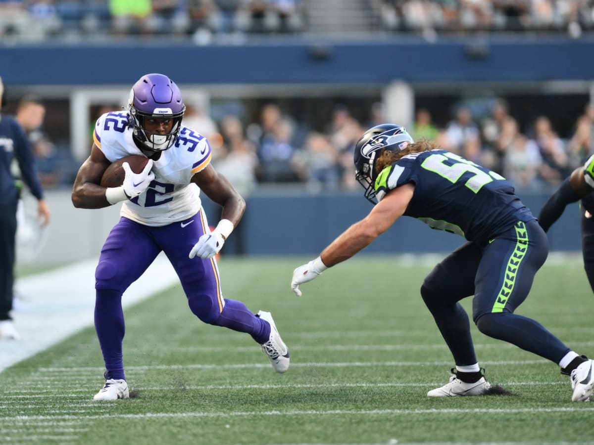 Minnesota Vikings guard Austin Schlottmann (65) looks on during an NFL  pre-season football game against the Seattle Seahawks, Thursday, Aug. 10,  2023 in Seattle. (AP Photo/Ben VanHouten Stock Photo - Alamy