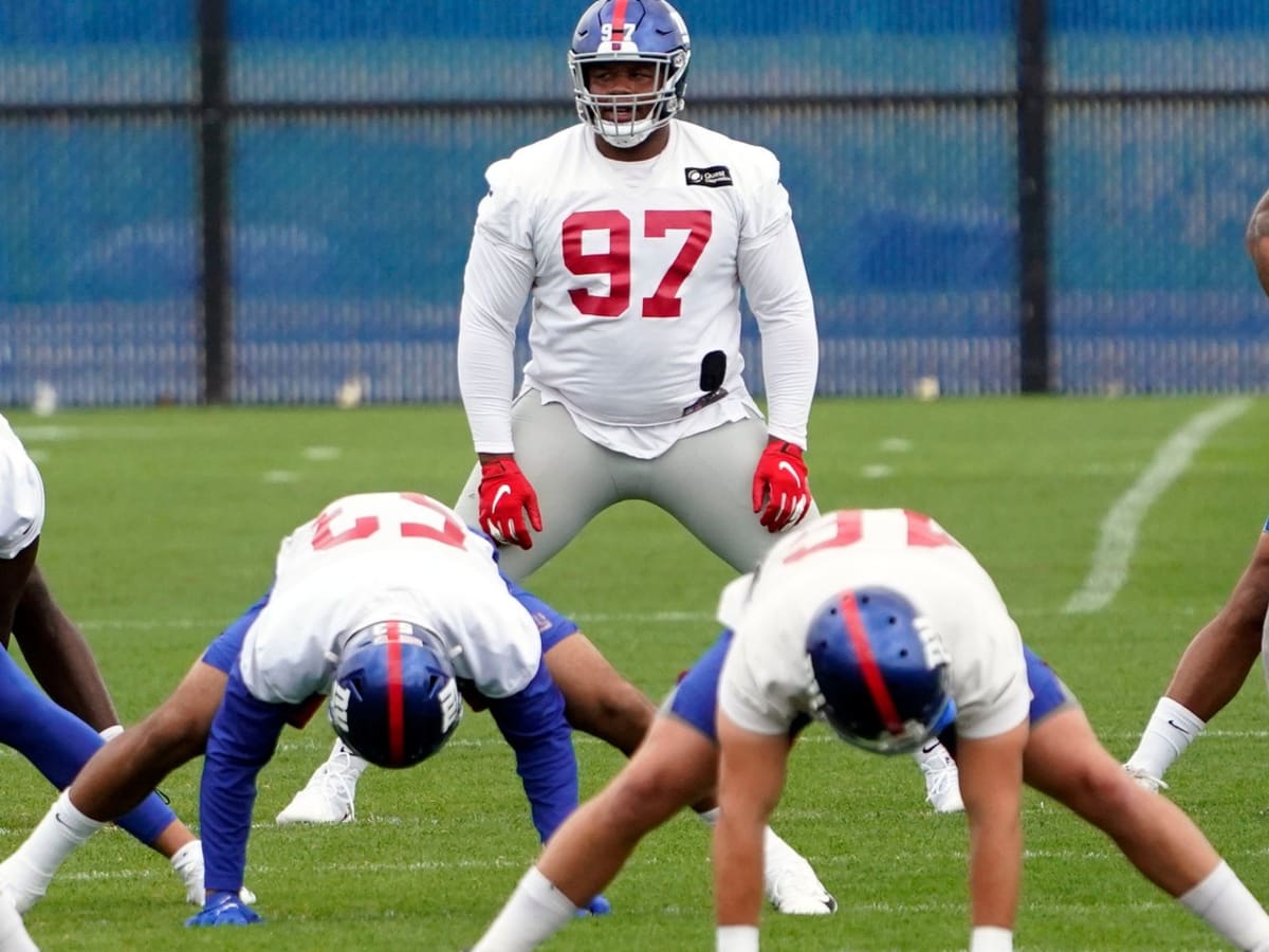 New York Giants defensive tackle Dexter Lawrence (97) during an NFL  preseason football game against the