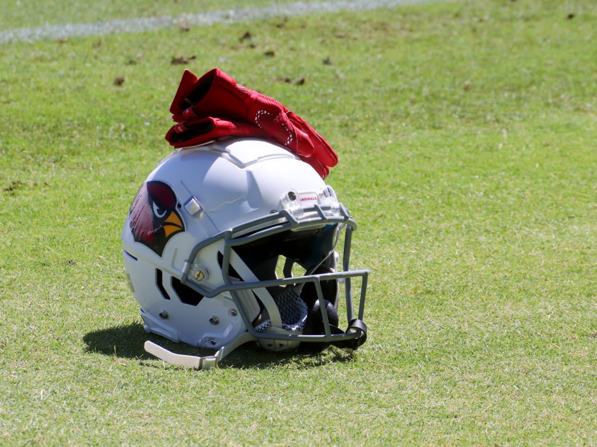 An Arizona Cardinals helmet on the grass during Arizona Cardinals