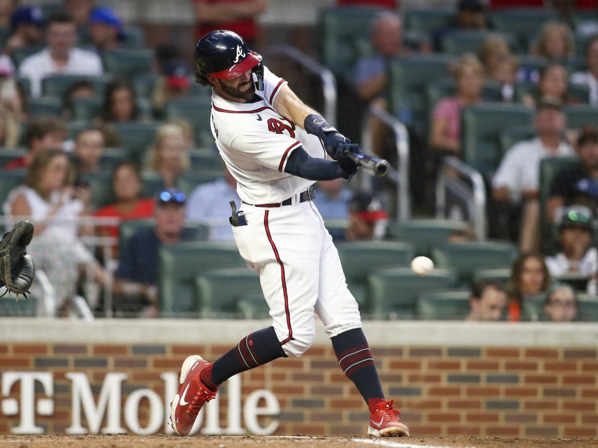 Atlanta Braves shortstop Dansby Swanson (7) hits a home run during an MLB  regular season game against the Los Angeles Dodgers, Wednesday, September 1  Stock Photo - Alamy