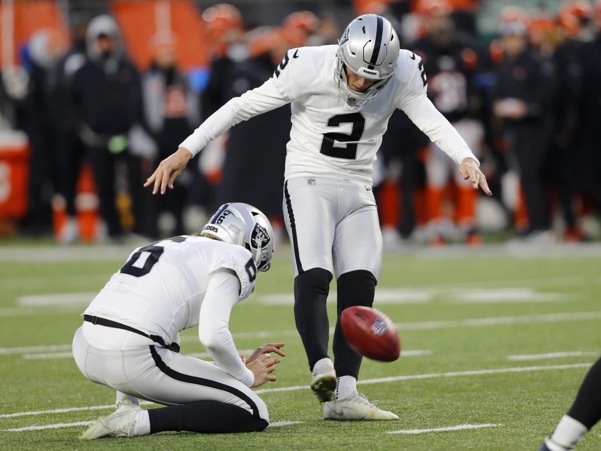 Las Vegas Raiders punter A.J. Cole's 64-yard punt rolls Los