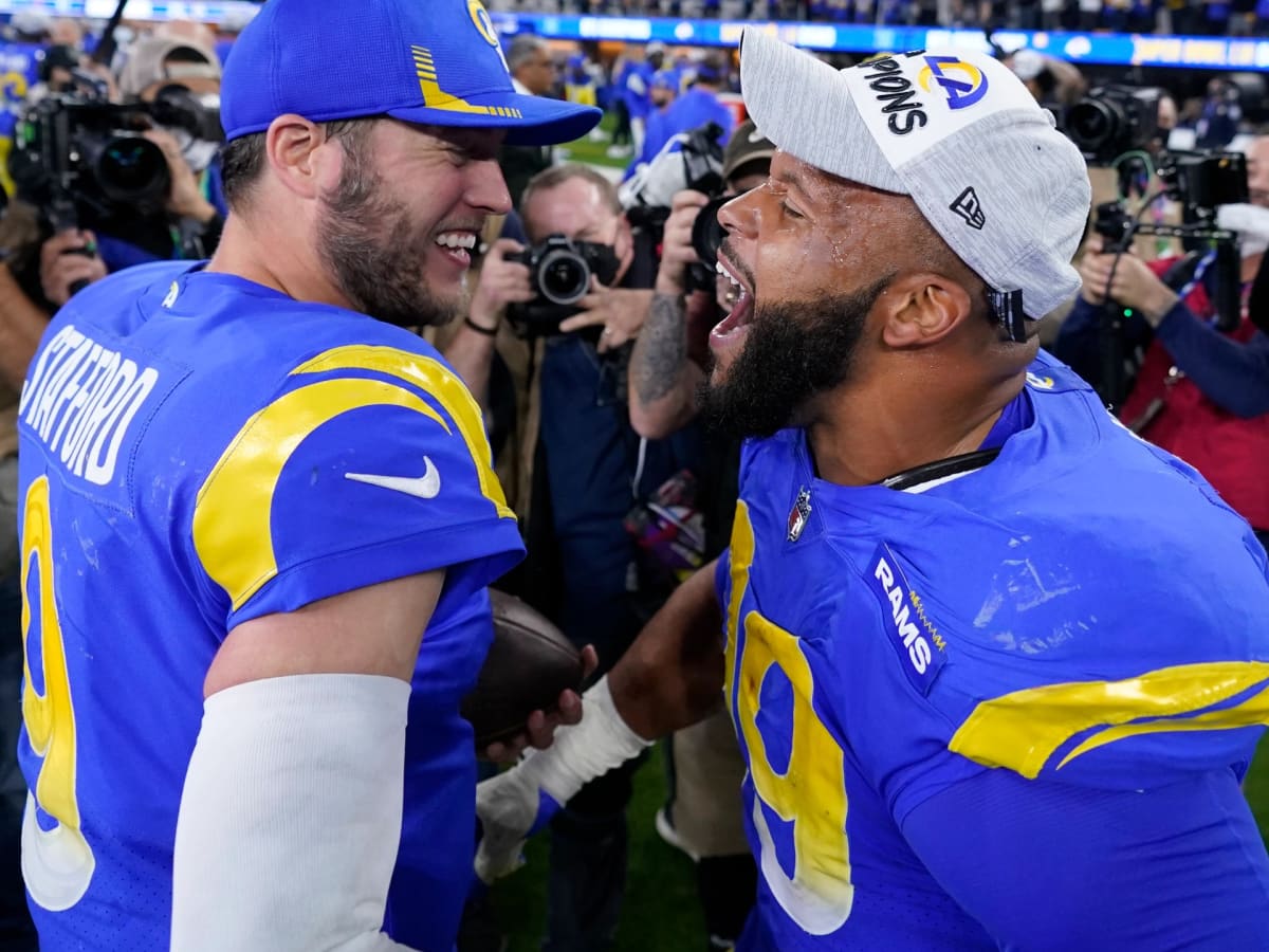 Rams' Matthew Stafford and Aaron Donald after beating the Seahawks, 30-13, Postgame Interview