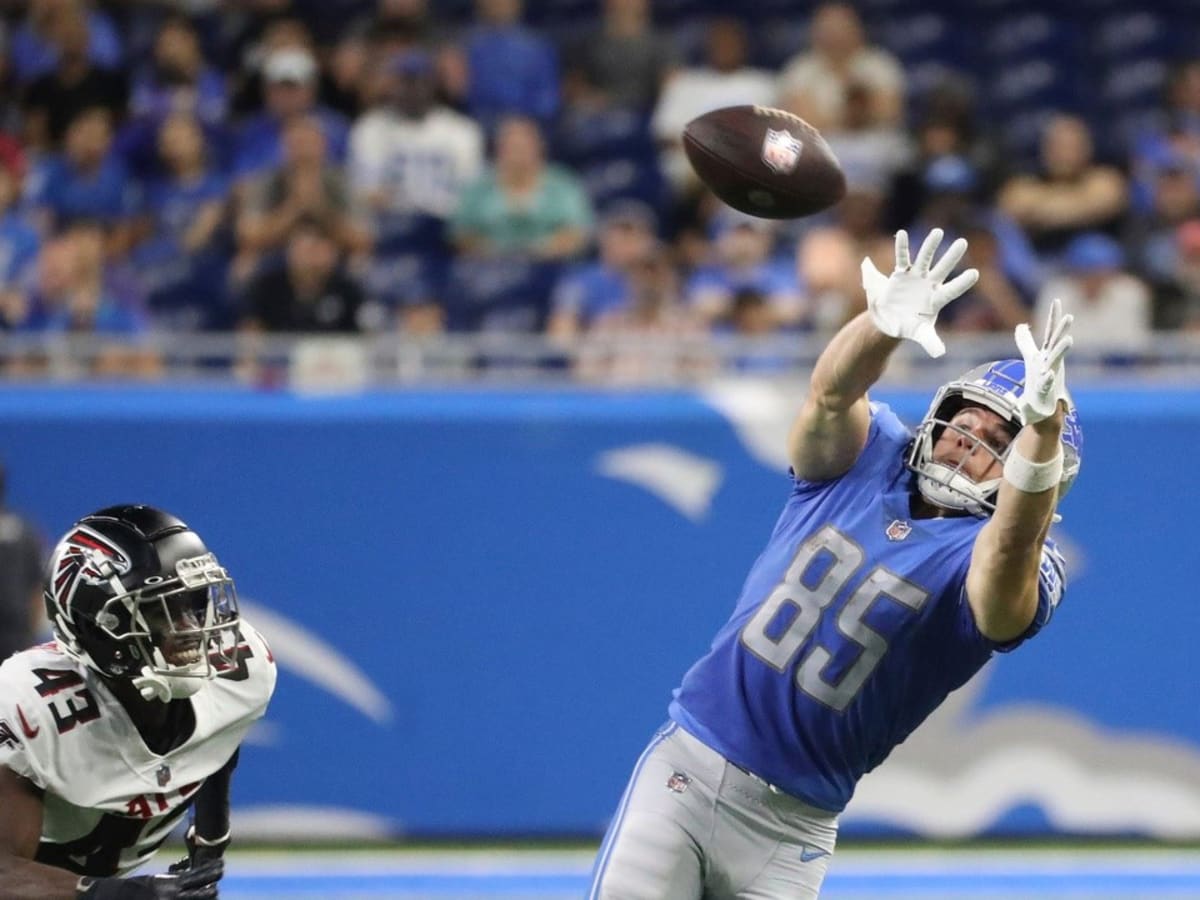 Detroit Lions wide receiver Tom Kennedy (85) has his face mask