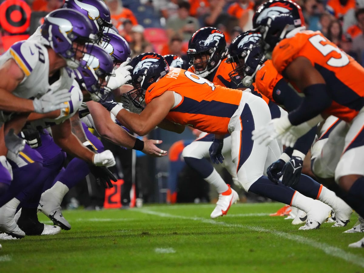 Denver Broncos linebacker Nik Bonitto runs on the field during the first  half of a preseason NFL football game against the Buffalo Bills in Orchard  Park, N.Y., Saturday, Aug. 20, 2022. (AP