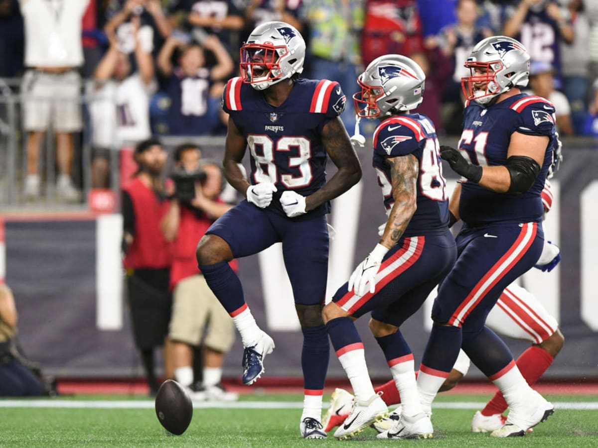 New England Patriots wide receiver Lil'Jordan Humphrey lays out to prevent  touchback on punt