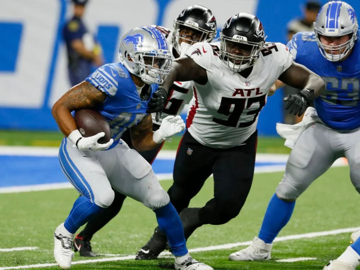 Atlanta Falcons defensive tackle Timmy Horne (93) pictured before an NFL  football game against the Washington Commanders, Sunday, November 27, 2022  in Landover. (AP Photo/Daniel Kucin Jr Stock Photo - Alamy