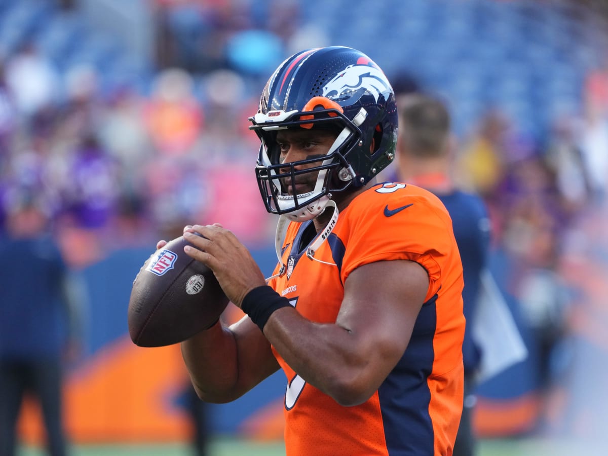 High Knees' Russell Wilson of Broncos Trolled by Seattle Seahawks Mascot  Blitz on Germany Trip - Sports Illustrated Seattle Seahawks News, Analysis  and More