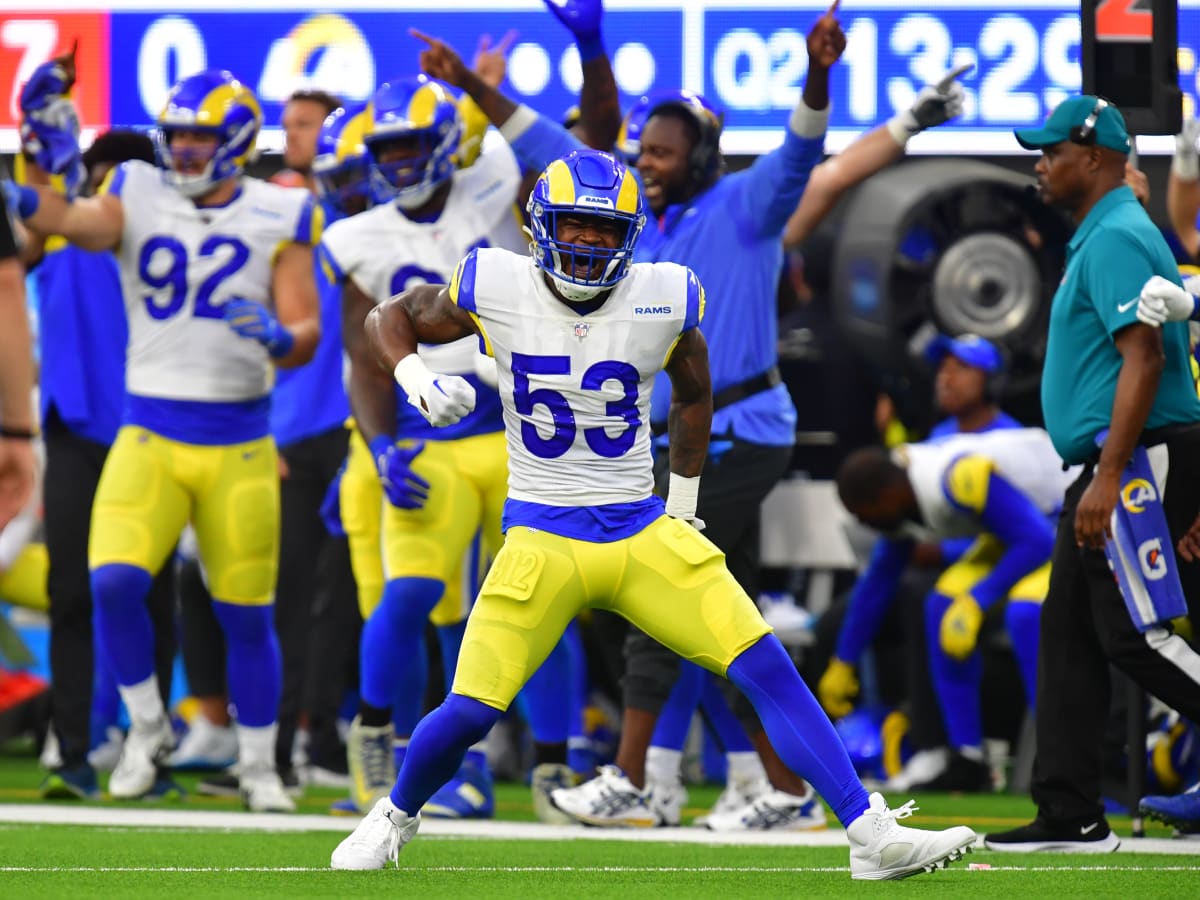 Los Angeles Rams outside linebacker Leonard Floyd celebrates after a