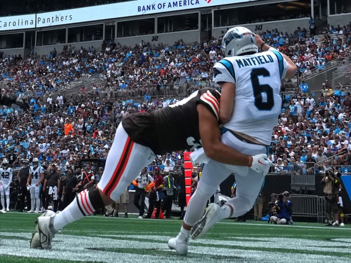 Jacoby Brissett emotionally reacts to Browns' win vs. Panthers