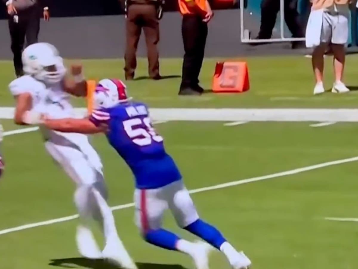 Josh Allen Rips Off Dolphins Helmet; QB Tua Tagovailoa Wobbles