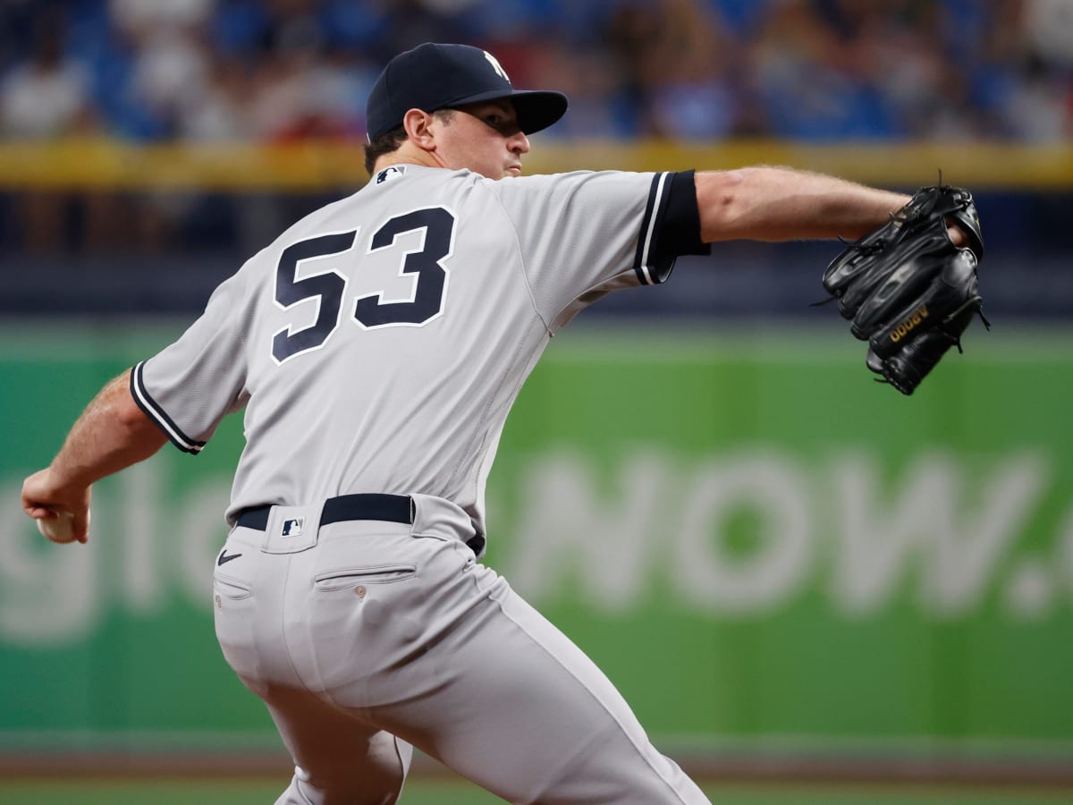 New York Yankees pitcher Zack Britton walks off the field after