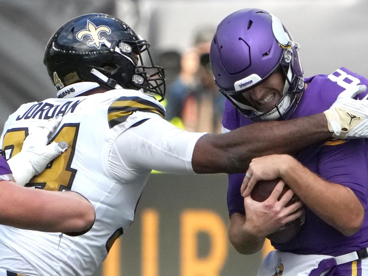 New Orleans Saints safety Justin Evans (30) in coverage during an NFL  football game against the Minnesota Vikings at Tottenham Hotspur Stadium,  Sunday, Oct. 2, 2022, in London. The Minnesota Vikings won