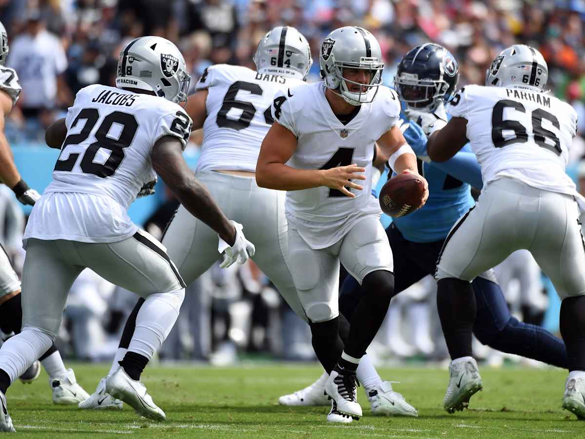 Las Vegas Raiders offensive tackle Kolton Miller (74) warms up before an  NFL preseason football game against the New England Patriots, Friday, Aug.  26, 2022, in Las Vegas. (AP Photo/John Locher Stock