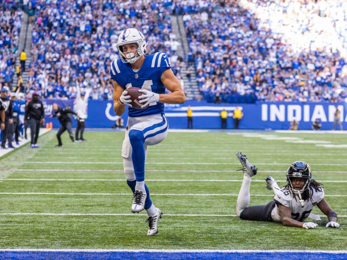 Indianapolis Colts wide receiver Alec Pierce (14) in action during the NFL  preseason football game against the Philadelphia Eagles, Thursday, Aug. 24,  2023, in Philadelphia. (AP Photo/Chris Szagola Stock Photo - Alamy